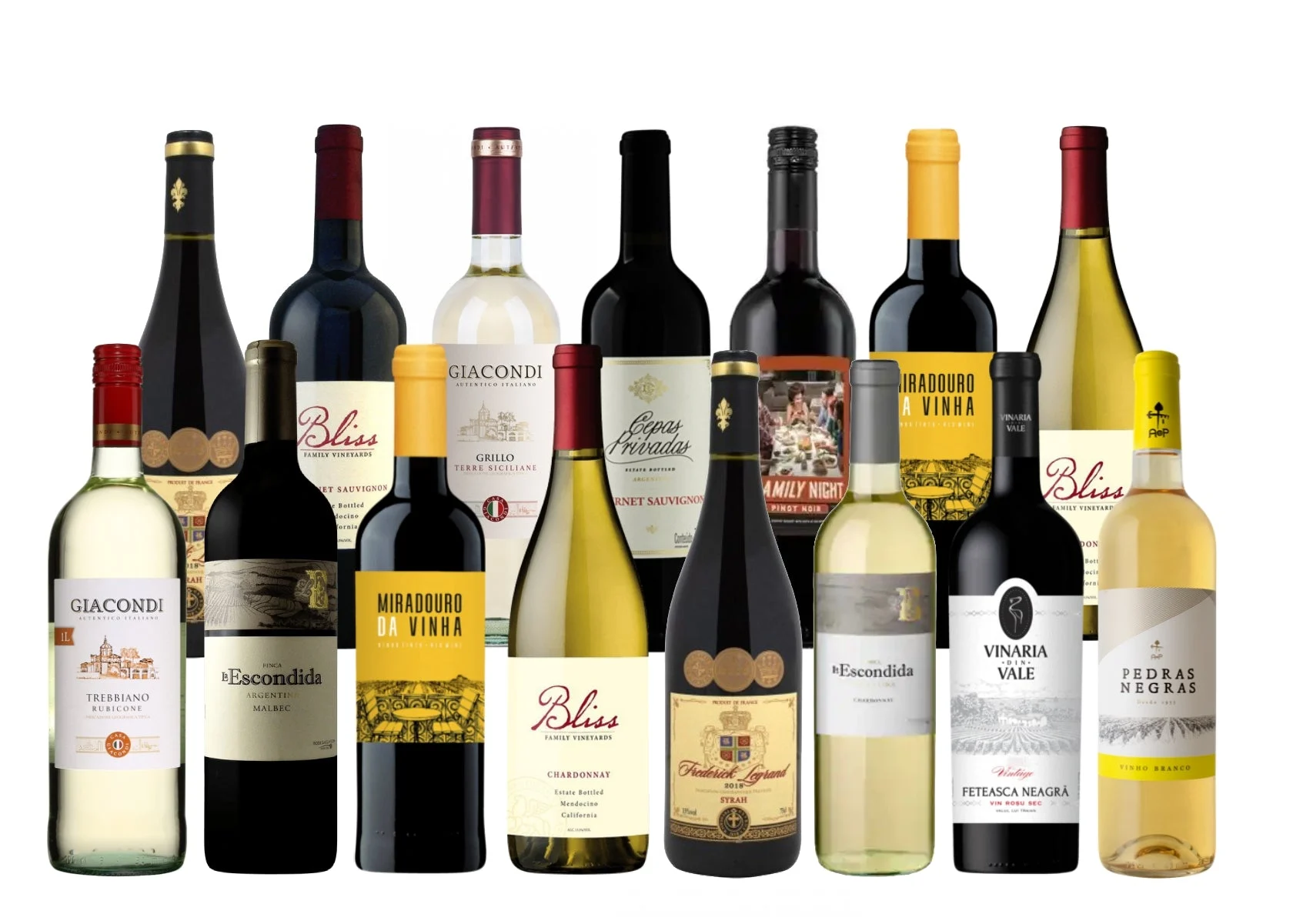 15 Bottle Summer Wine Tasting Set - All Red, All White, Or Mixed (750 ml)