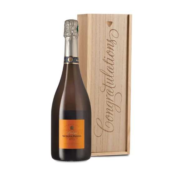 Congratulatory Champagne Wood Case 