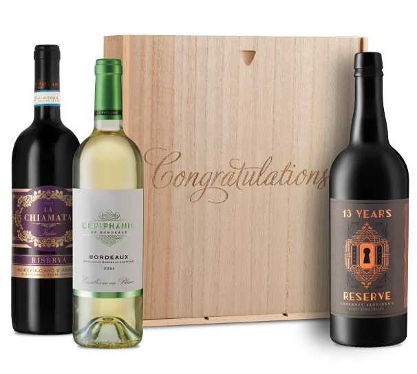 Premium Red & White in "Congratulations" Wood Box 