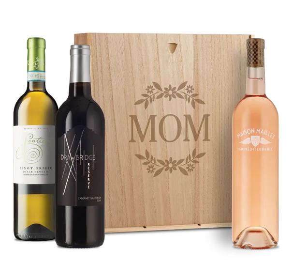 Mom's Favorite Wine Trio in Wood Case 