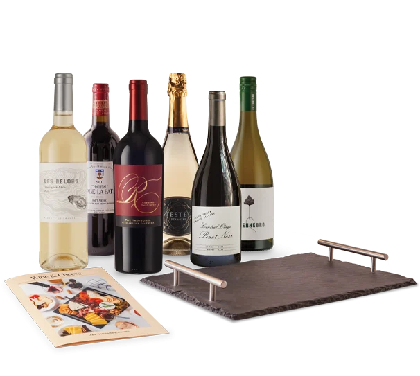 Wine & Cheese Lovers' 6-Bottle Gift Set with Cheeseboard