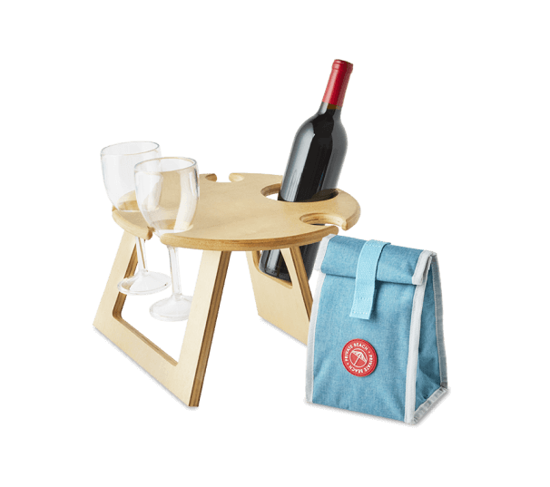 Foldable Wood Picnic Table for Wine & Glasses