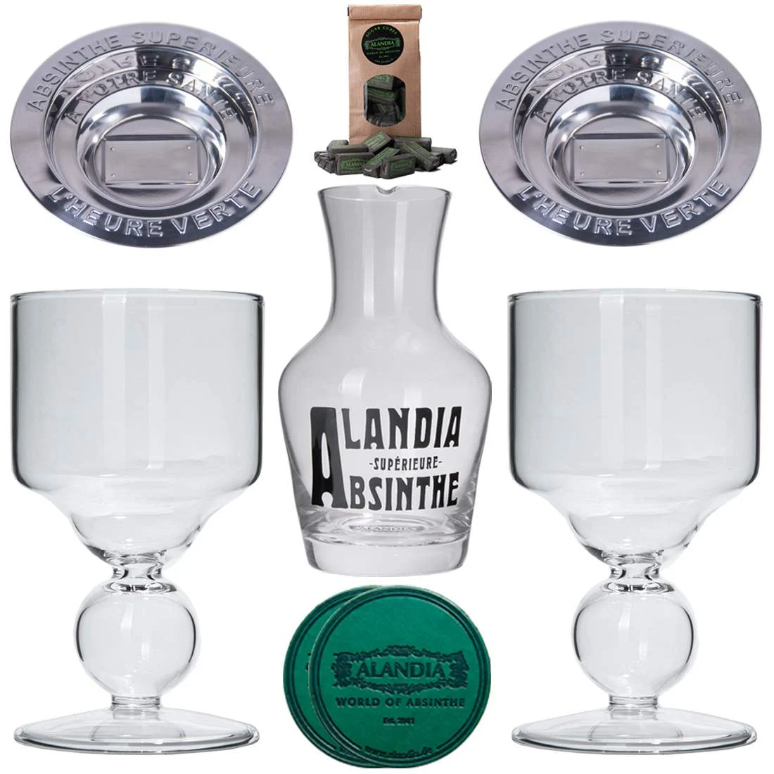 Absinthe Bubble Glasses Set Louche - Deluxe