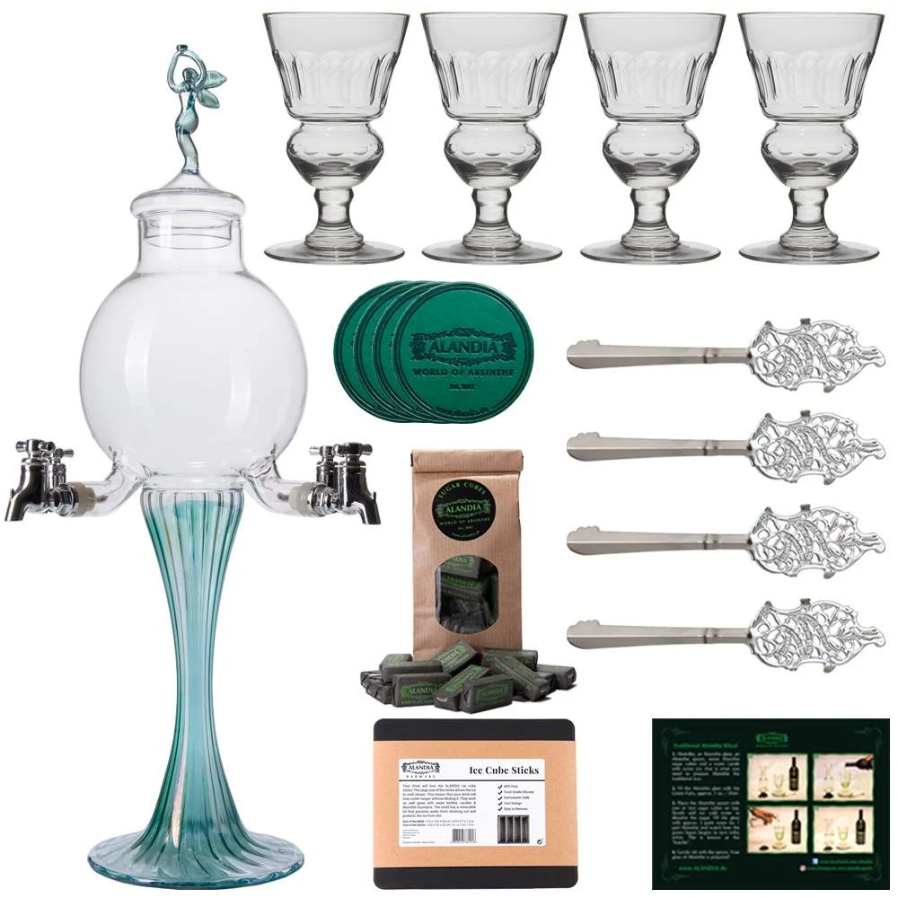 Absinthe Fountain Set Boule Green Line - Deluxe