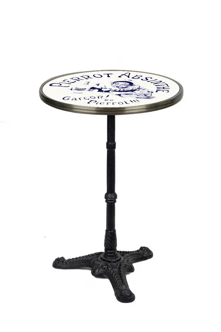 Absinthe Pierrot French Parisian Bistro Table 20", Brass Rim