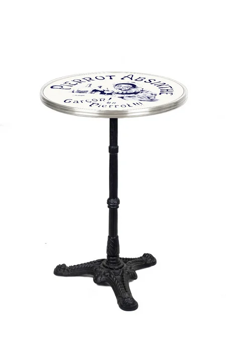 Absinthe Pierrot French Parisian Bistro Table 20", Chrome Rim
