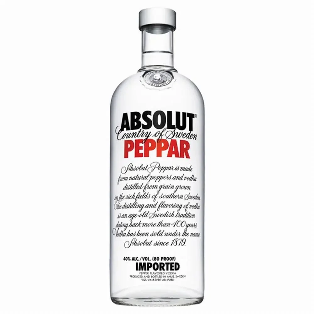Absolut PEPPAR VodkaSweden 1.0L LITER