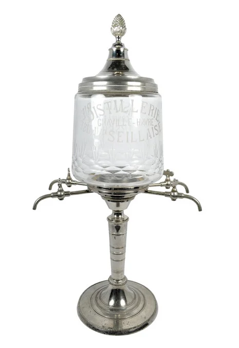 Antique Absinthe Fountain, Pineapple Style with Glass Acid Etching