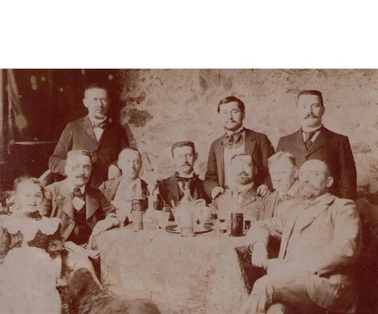 Antique Absinthe Photograph - Group of Men and a Little Girl at a Table