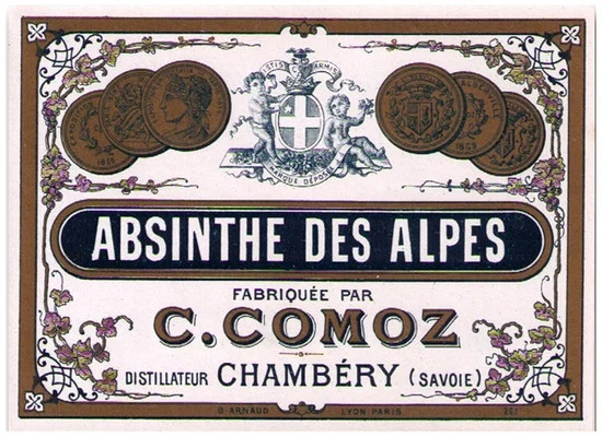 Antique Comoz Absinthe Bottle Label