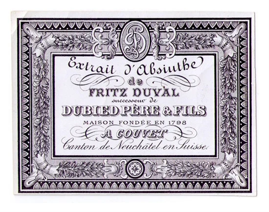 Antique Dubied Pere & Fils Absinthe Bottle Label