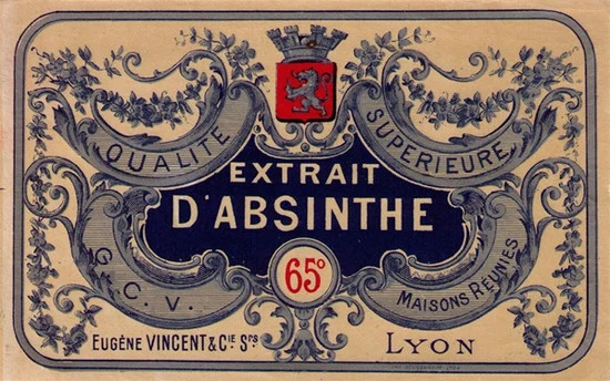 Antique Extract d'Absinthe Vincent Absinthe Bottle Label