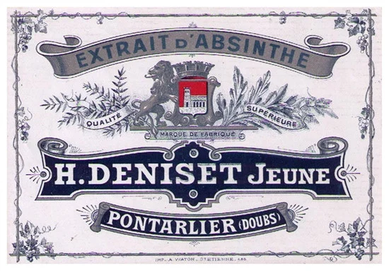 Antique H. Deniset Absinthe Bottle Label