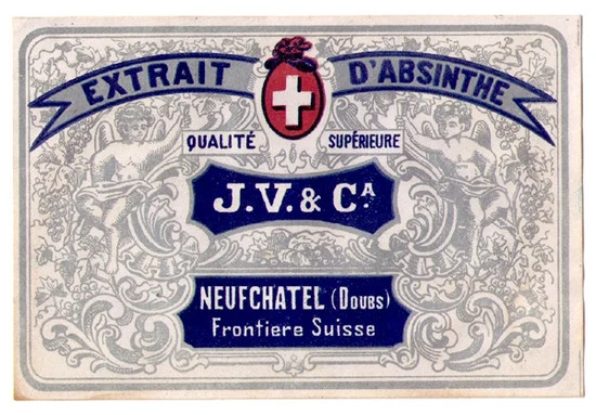 Antique J.V. & Ca. Absinthe Bottle Label