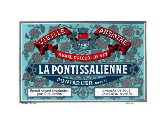 Antique La Pontissalienne Mignonnette Absinthe Bottle Label