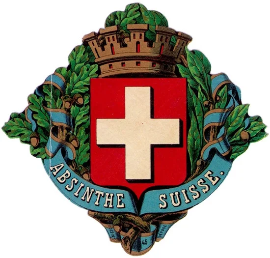 Antique Swiss Cross Absinthe Bottle Label