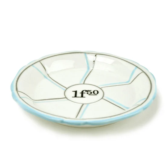 B-Stock - Porcelain Absinthe Coaster/Saucer, 1f50, Lt Blue/Silver, with Lines