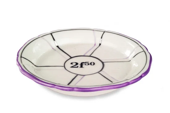 B-Stock - Porcelain Absinthe Coaster/Saucer, 2f50, Lavender/Silver, with Lines