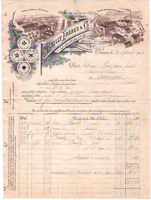 Bailly Freres & Cie Invoice