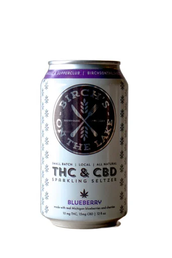 Birch's On The Lake Blueberry Sparkling Seltzer 10mg THC 15mg CBD 4pk 12oz cans
