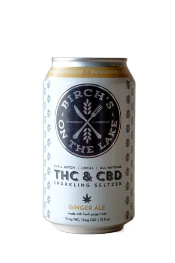 Birch's On The Lake Ginger Ale Sparkling Seltzer 10mg THC 15mg CBD 4pk 12oz cans