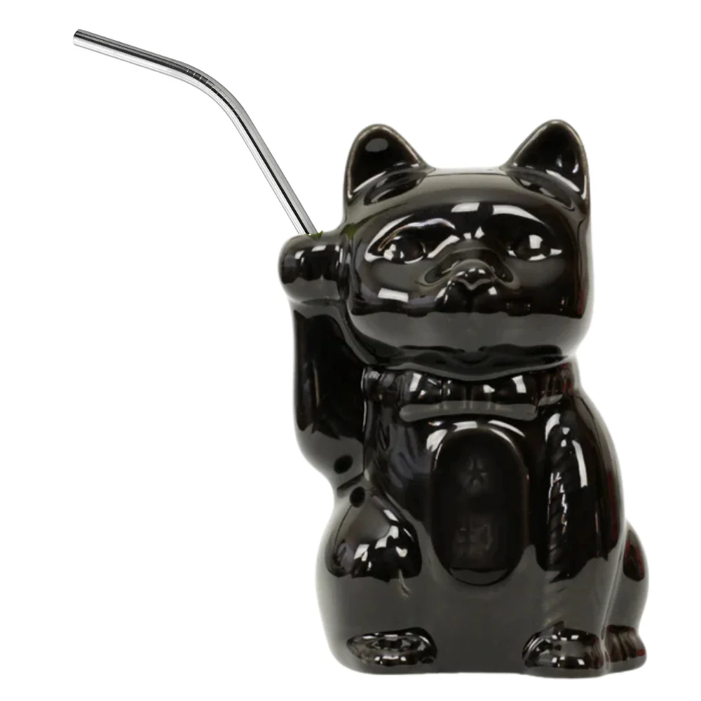 Black Neko Cat Tiki Mug