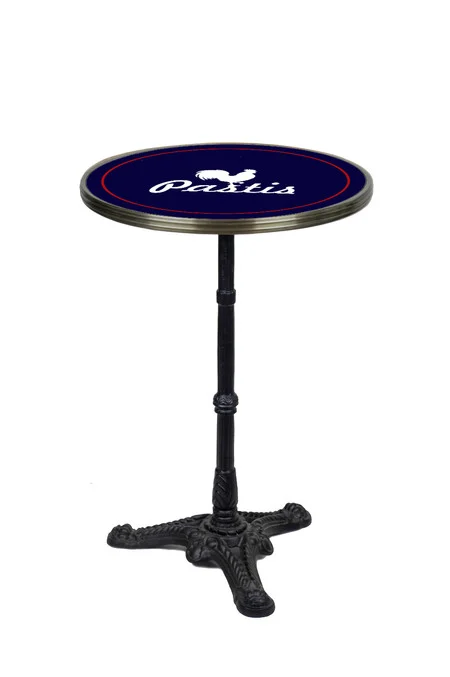 Blue Pastis French Parisian Bistro Table 20", Brass Rim, B-STOCK #1630