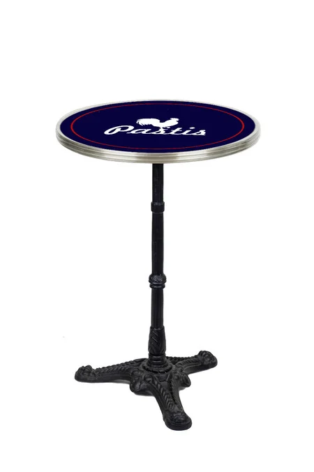 Blue Pastis French Parisian Bistro Table 20", Chrome Rim