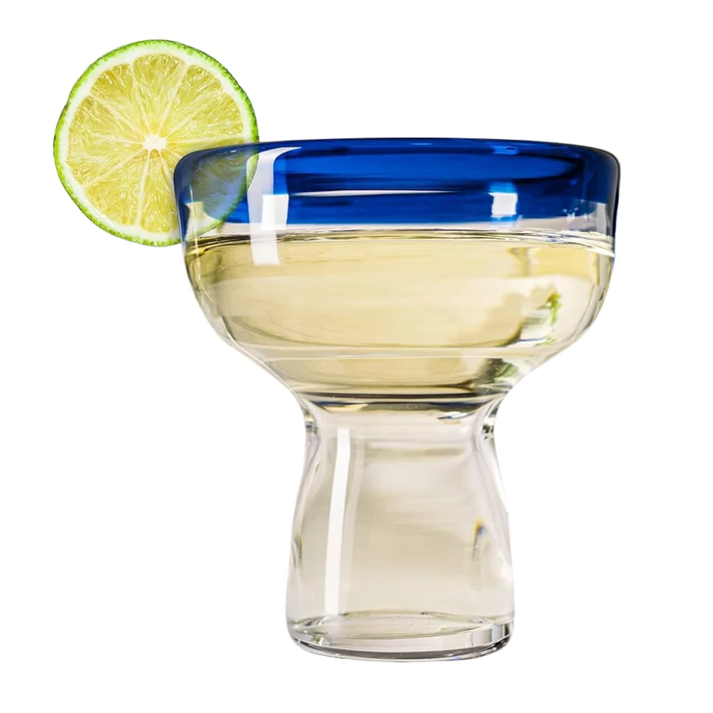 Blue Rim Margarita Glass