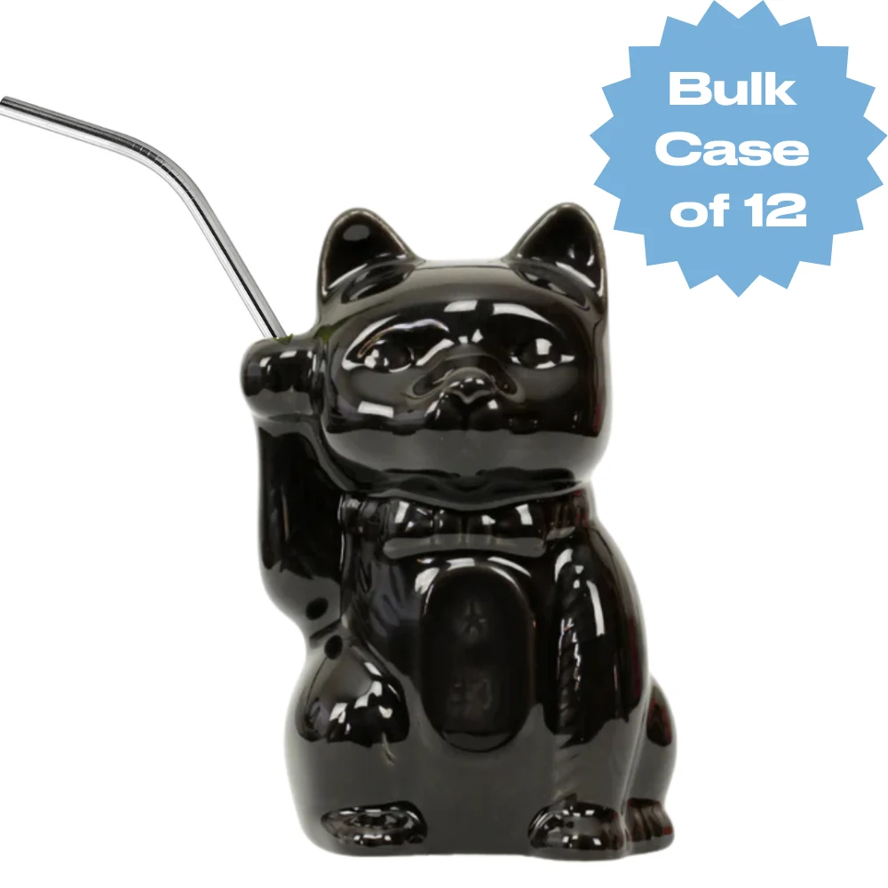 Bulk Black Neko Cat Tiki Mug (Case of 12)