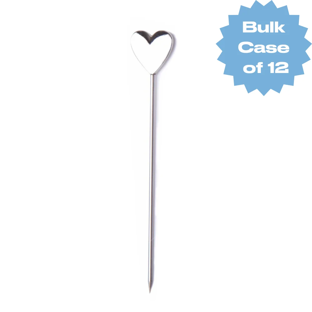 Bulk Stainless Steel Heart Cocktail Pin (Case of 12)