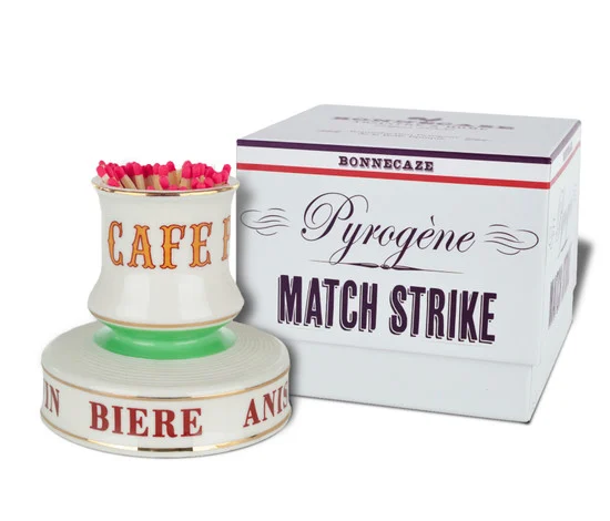 Café Paris Porcelain Match Strike, with Gift Box and 100 "Strike Anywhere" Matches