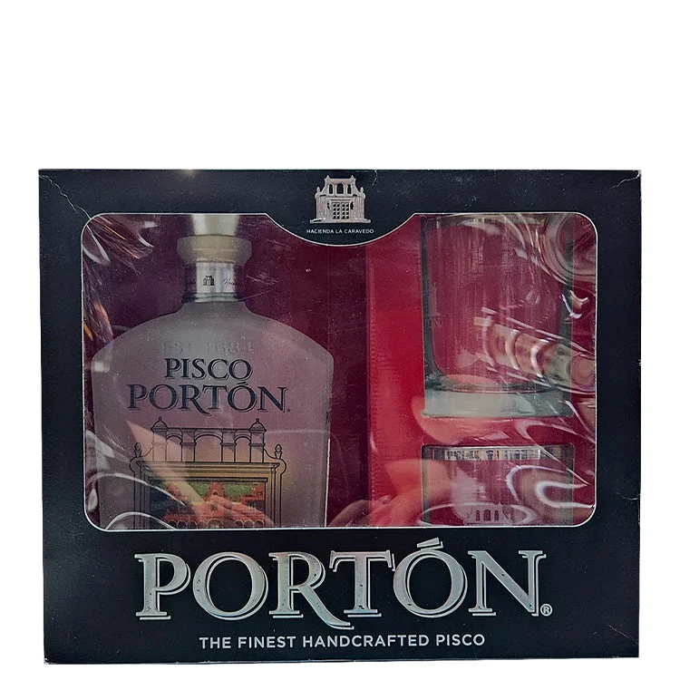 Caravedo La Hacienda Pisco Porton Glass Gift Set Liqueur - 750ml