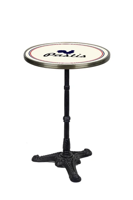 Cream Pastis French Parisian Bistro Table 20", Brass Rim