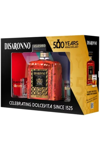 Di Saronno Amaretto Gift Set 750ml VAP w/ 2 glasses