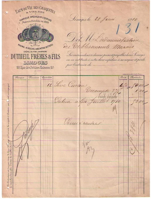 Dutheil Freres & Fils Invoice