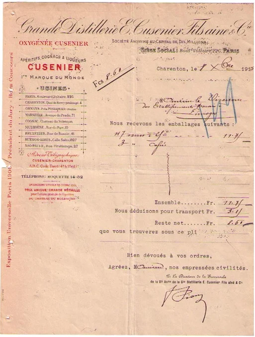 E. Cusinier Invoice 42707