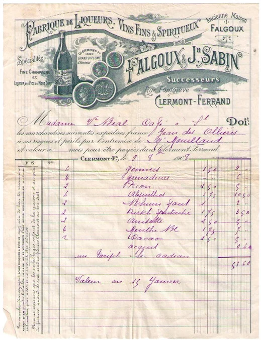 Falgoux & Sabin Invoice