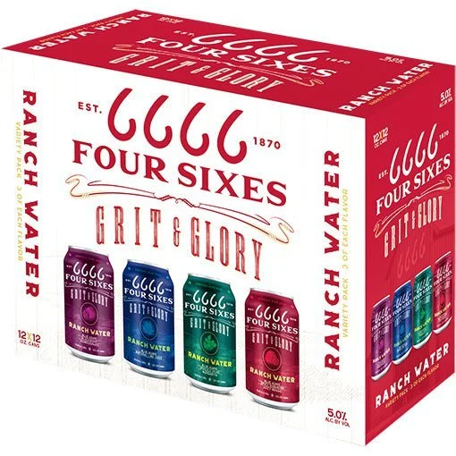 Four Sixes Grit & Glory Ranch Water HardSeltzer Variety 12 Pack 12.oz