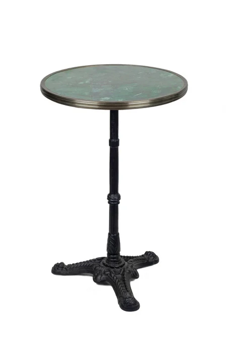 French Bistro Table 20", Green Granite & Iron Base