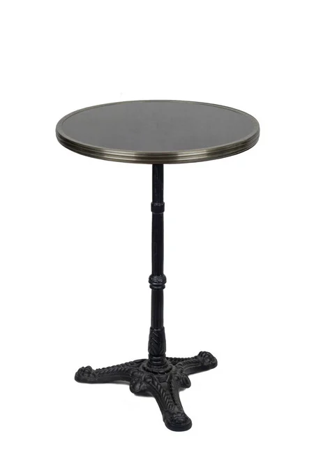 French Parisian Bistro Table 20", Black Marble & Iron Base