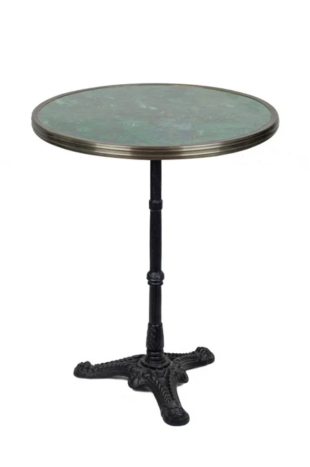 French Parisian Bistro Table 24", Green Granite & Iron Base