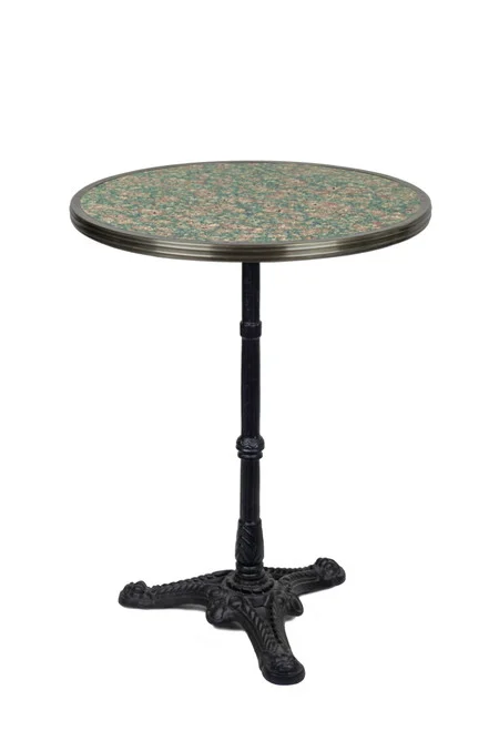 French Parisian Bistro Table 24", Grey/Pink Granite & Iron Base