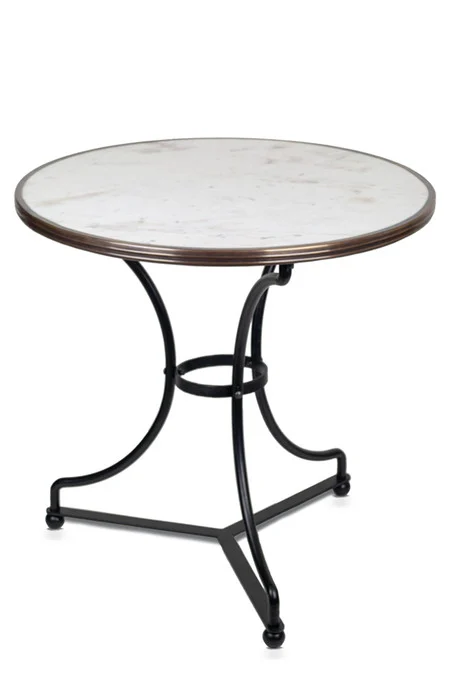 French Parisian Bistro Table 28", White Marble, B-STOCK #9