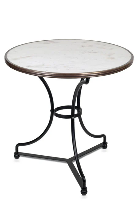 French Parisian Bistro Table 28", White Marble