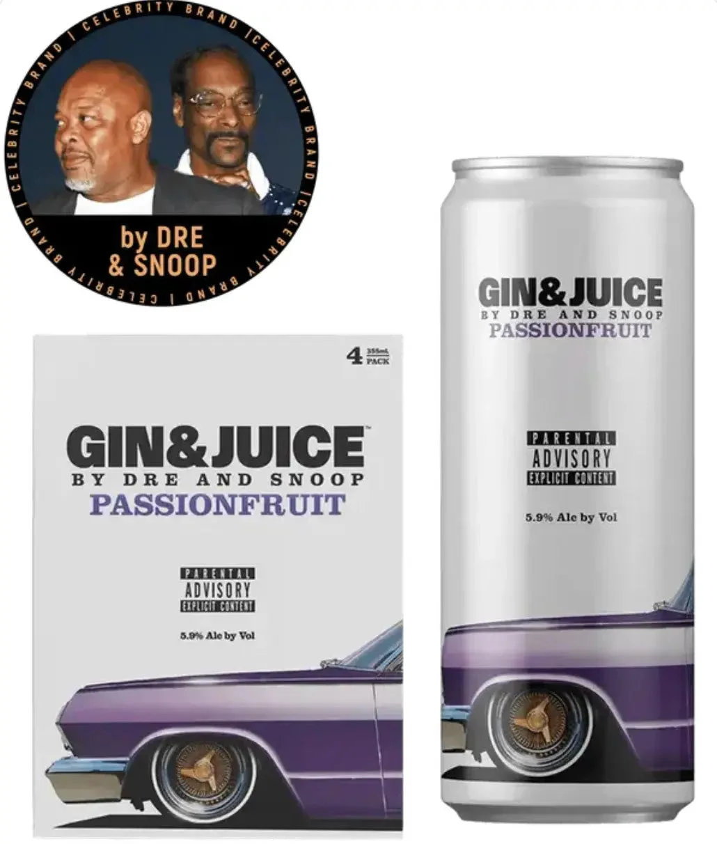 Gin & Juice By Dre and Snoop Passion Fruit Cocktail 355ml 4pk