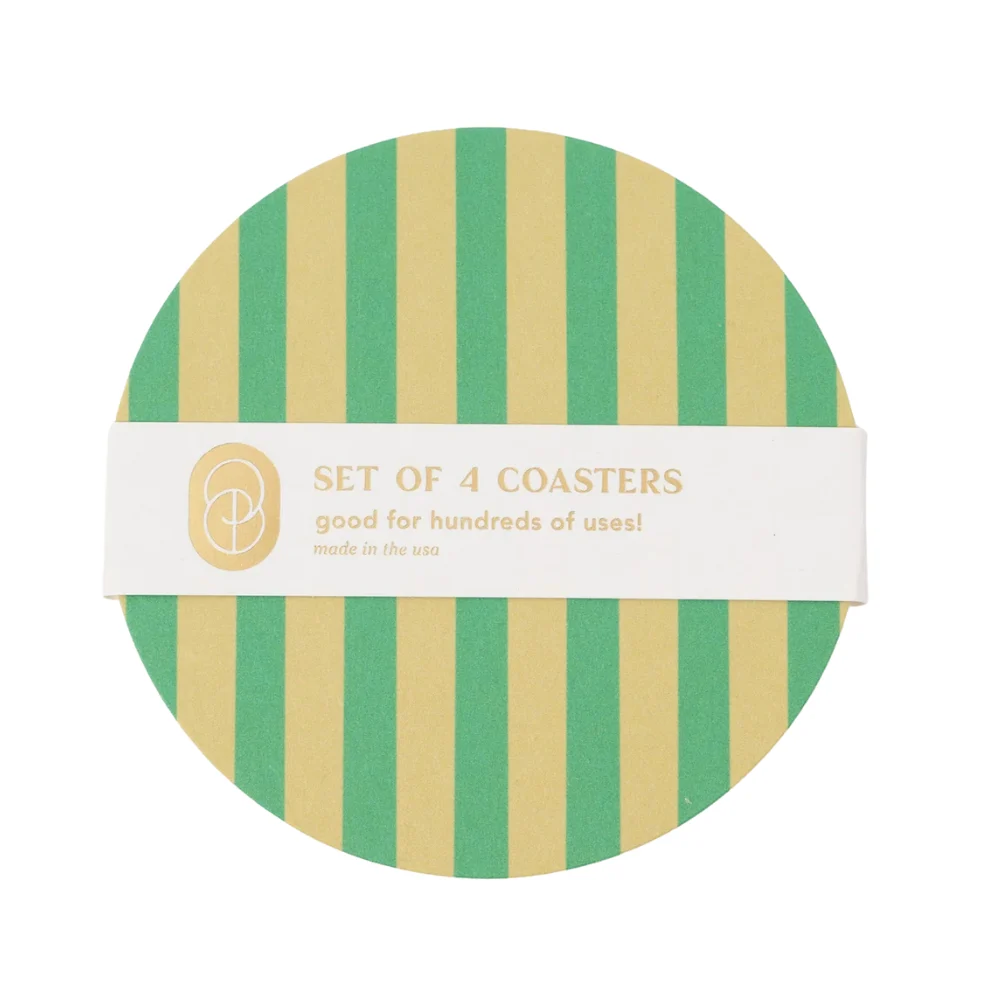 Green & Lime Striped Coasters (set of 4)
