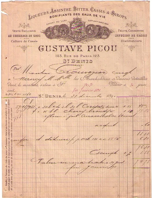 Gustave Picou Invoice