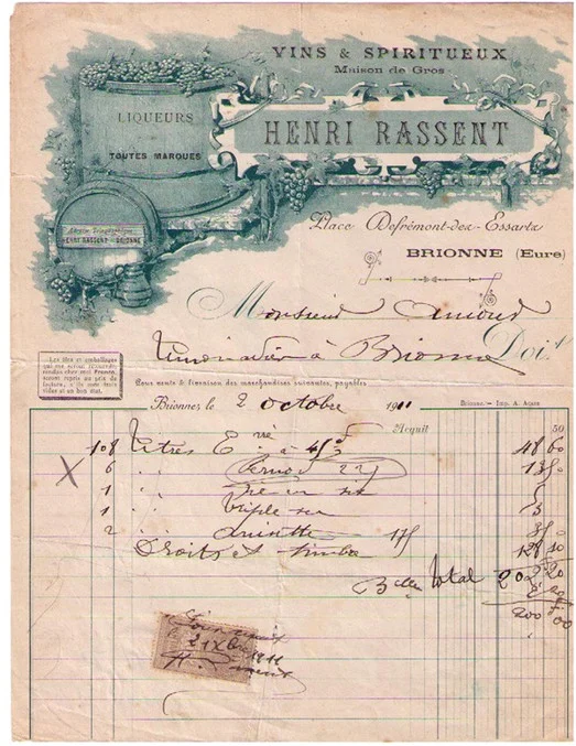 Henri Rassent Invoice