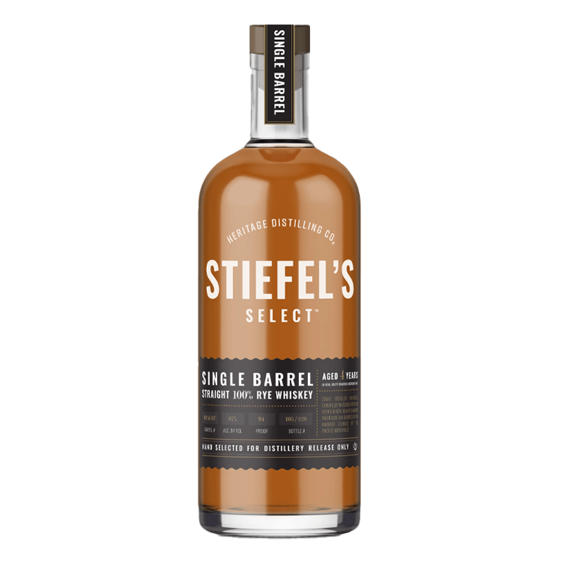 Heritage Distilling Stiefel's Select Single Barrel: Straight Rye Whiskey: 100% Rye 750mL